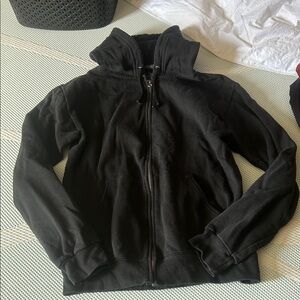Fruit of the Loom Black Full-Zip Hooded Shirt Jacket